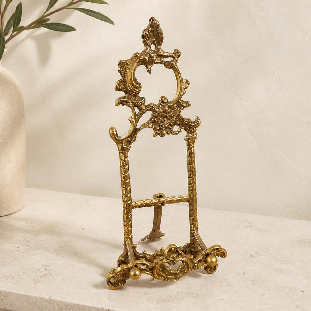 Ornate Victorian-Style Vintage Brass Display Easel